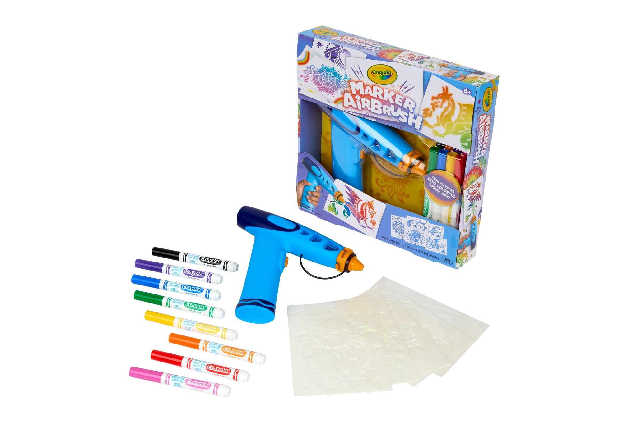 Crayola Marker Airbrush Spray Art Kit, DIY Arts and Crafts Kit, Screen Free Activity, Creative Toys and Gifts for Kids, 6+