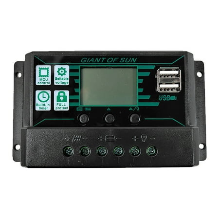 

12V/24V MPPT/PWM 2-in-1 Solar Charge Controller Solar Panel Battery Intelligent Regulator with Dual USB Port and LCD Display 10A/20A/30A/40A/50A/60A/100A