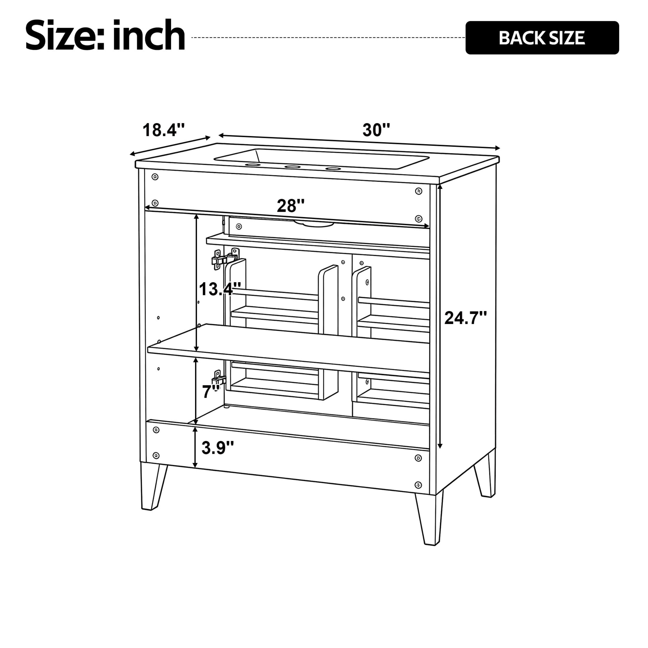 Christopher Knight Home 30" Bathroom Vanity with Ceramic Sink, Soft-Close Doors and Tip-Out Drawer, Beige