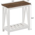 thumbnail image 3 of ChooChoo Farmhouse End Table Set of 2, Rustic Vintage Narrow End Side Table with Storage Shelf for Small Spaces, Nightstand Sofa Table for Living Room, Bedroom White, 3 of 8