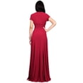 thumbnail image 5 of KOH KOH Long V-Neck Flowy Cap Short Sleeve V-Neck Bridesmaid Wedding Guest Party Formal Summer Sundress Tall Gown Maxi Dress Dresses For Women Claret Red XXX-Large US 22-24 NT074, 5 of 6