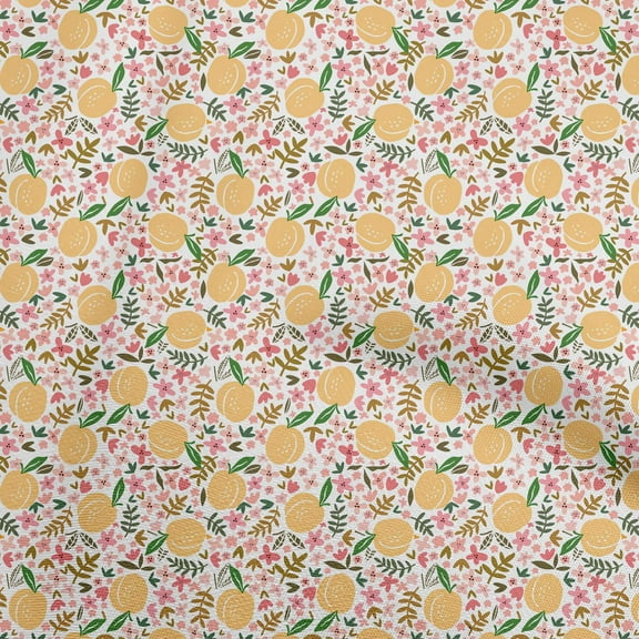 oneOone Silk Tabby Yellow Fabric Fruits Peach Sewing Craft Projects Fabric Prints By Yard 42 Inch Wide