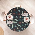 thumbnail image 4 of Ambesonne Exotic Emoji Fitted Round Tablecloth, Flowers Surfboards, 56"- 60" Diameter, Vermilion Dark Seafoam, 4 of 5