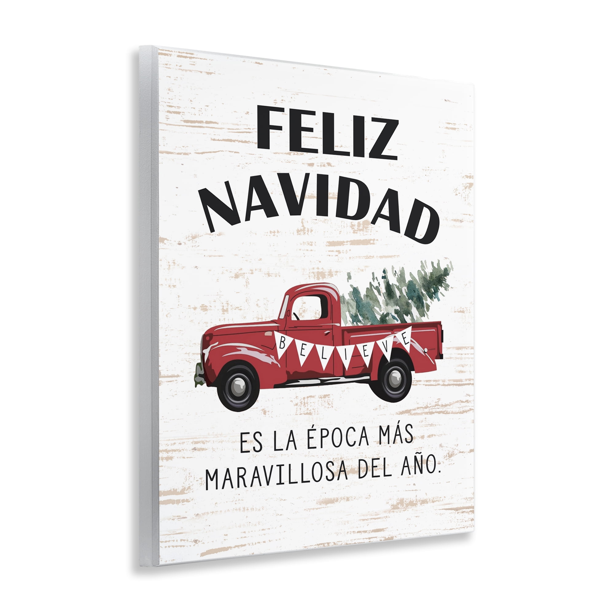 Stupell Industries Feliz Navidad Camioneta Roja Holiday Painting Unframed Art Print Wall Art, 11 x 14