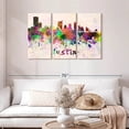 thumbnail image 2 of Elephant Stock Austin Skyline Colors Wall Art - Horizontal Multi Panel Canvas - Living Room Wall Decor - City Multi Panel - Purple And Green Decor - 45" x 28", 2 of 8