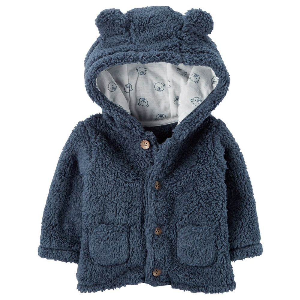 Carter's Carter's Baby Boys' Sherpa Hooded Jacket, Blue, 6 Months