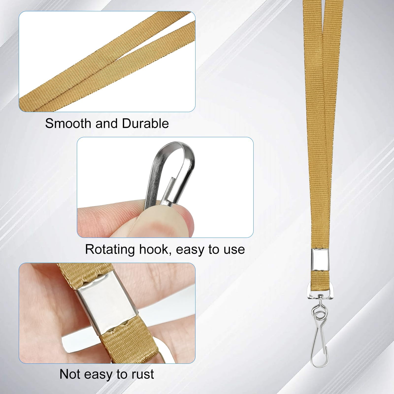 Bulk Lanyards For Id Badges With Swivel Hook Clips Name Tag Lanyard Holder (gold  100 Packs)
