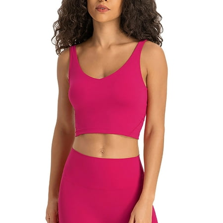 Lightning Deals of Today Prime， Women s Solid Color Yoga Sports Bra Running Shockproof Innerwear Fitness Black Sports Bra