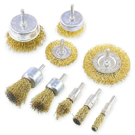 

Feiruifan Rust Removal Deburring Edge Blending 6/7/9Pcs 1/4inch Shank Steel Wire Rotary Wheel Brush for Electric Drill Grinder