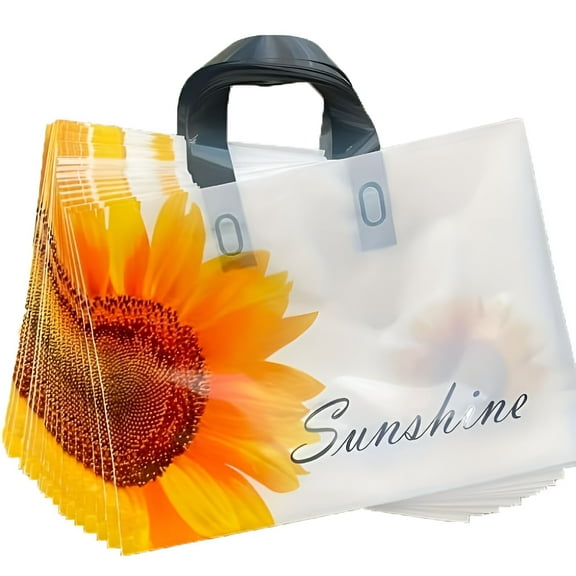 CCOCC Sunflower Goodie Bags,Shopping Bags,Thank You Bags with Handles,Plastic Gift Bags Large,Thank You Gift Bags,Boutique Supplies,Return Gift Bags,Small Business Packaging Supplies,50PCS