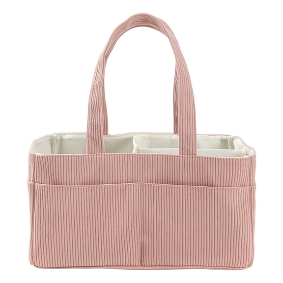 Baby Diaper Caddy Organizer for Changing Table – Stylish Nursery Storage Basket, Newborn Essentials, Baby Shower Gifts and Registry Must-Haves for Boy or Girl, Car Diaper Caddy, Corduroy Pink