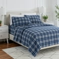 thumbnail image 3 of Bare Home Luxury 100% Cotton Flannel California King Sheet Set, Deep Pocket, 4-Piece, Stirling Plaid - Blue/White, 3 of 10