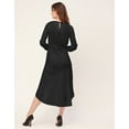 thumbnail image 4 of Moomaya Solid Rayon Long Sleeve Fit & Flare Dress - Round Neck Casual Dress, 4 of 9