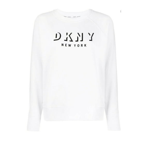 Dkny Chandail en Molleton Sport à Logo Floqué pour Femmes, Blanc, TP