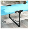 thumbnail image 5 of Light Blue Adjustable Outdoor Lounge Chair w/ Awning & Pillow - Steel Frame Chaise for Patio, Beach, Camping - Cushioned Sun Lounger, 27.5" W x 78.75" D, 5 of 9