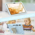 thumbnail image 4 of Case for Samsung Galaxy Tab S10 FE/ S9 FE 10.9 inch/S9 11 inch with Butterfly Stand, Shockproof Protective Tablet Cover with Pencil Holder Shoulder Strap for Kids Girls, Beige Blue, 4 of 7