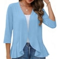 thumbnail image 3 of Vrorvz Fashion Cardigan Womens 3/4 Sleeve Open Front Summer Vacation Beach Sweater Dressy Lightweight Clothes, 3 of 5
