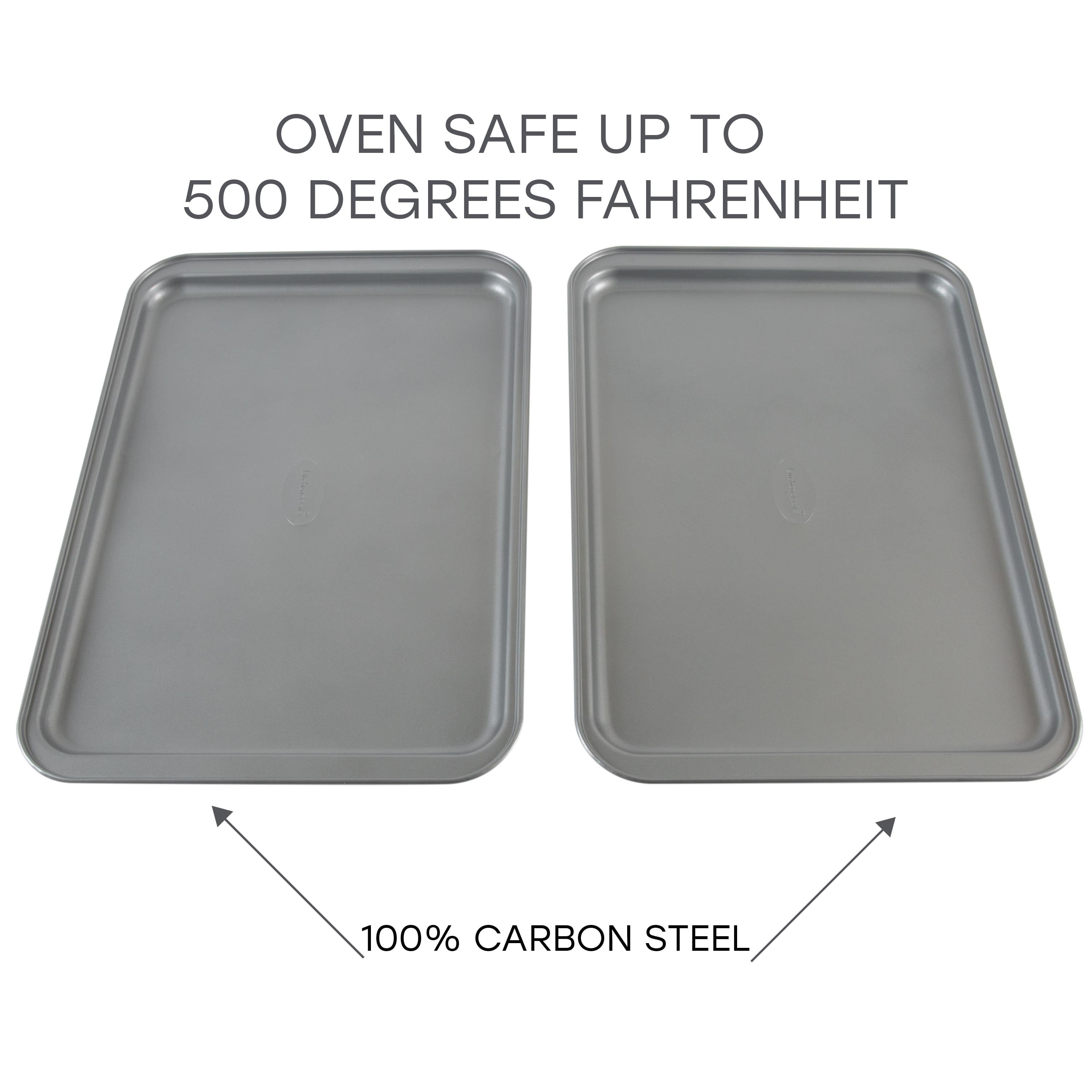 Baking Sheet Pans, Cookie Tray, Nonstick Heavy Carbon Steel Bakeware,  2-Pack, 12 X 7.5 Inches (Inner 11 X 6.9)