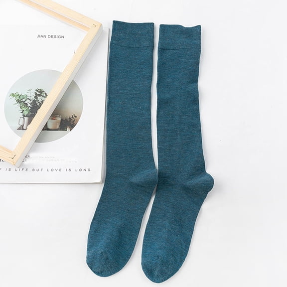 Ljudmp 1Pair Warm Knee High Thermal Socks for Women Long Winter Boot Sock for Cold Weather Hiking Skiing Home Use Peacock Blue