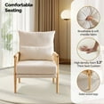 thumbnail image 3 of Zimtown Modern Accent Chair, Upholstered Armchair with Wooden Frame & Chenille Fabric, Comfy Lounge Chair for Living Room, Bedroom, Cream White, 3 of 7