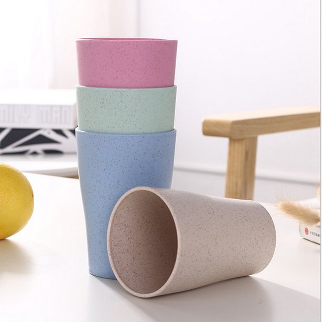 Taza Plástica de La Paja Del Que Enjuaga La Taza Respetuosa Del Medio Taza Del Cepillo de Dientes Baoblaze tazas de paja de trigo
