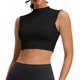 thumbnail image 2 of Basic White Tank Top Mujeres de Cuello Alto de Malla de Doble Cara Que Absorbe Golpes Yoga Top, Body Shaping Tank Tops para Mujeres con Taza Fija, 2 of 8