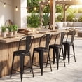 thumbnail image 2 of ELLEGNT 4 PCS 62 cm Counter Height Bar Stools – Metal Frame, Backrests & Footrests Included, Black, 2 of 10