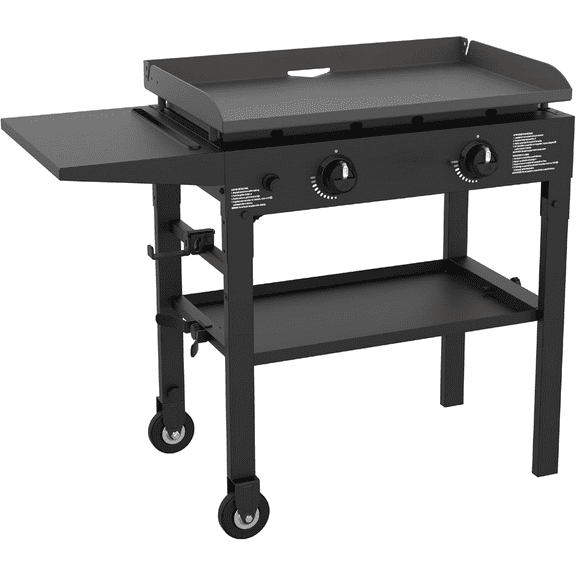 Flat Top Gas Grill Griddle 2 Burner Propane Fuelled Rear Grease Management System, 1517, Outdoor Griddle Station for Camping, 28 inch