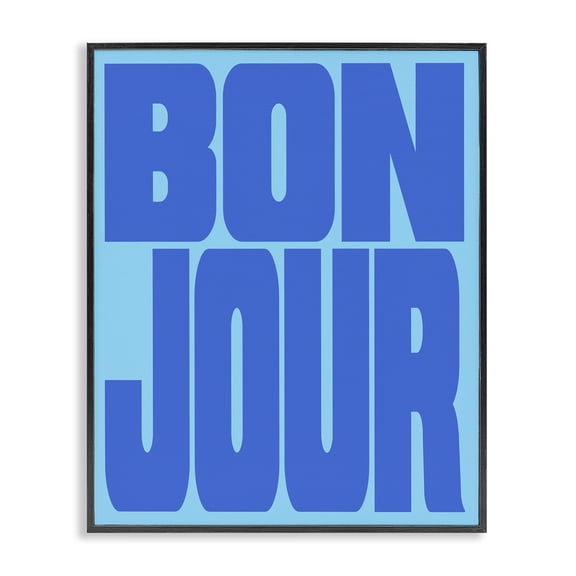 Stupell Industries Mid-Century Bonjour Blue Tones Black Framed Giclee Art, 11 x 14, by House of Lulu
