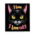 thumbnail image 2 of Durable Soft & Warm Flannel Blanket - Cozy Cat Design with Black Cat & Bright Yellow Eyes Perfect for Sofa Travel Bed & Chair, 2 of 5