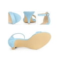 thumbnail image 2 of BLISSFUL STEP Women's Strappy Open Toe Kitten Ankle Heels Sandals Sky Blue 9, 2 of 6
