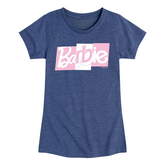 Barbie - Pink and White Block Mixed Font Logo - Toddler And Youth Girls Short Sleeve Graphic T-Shirt