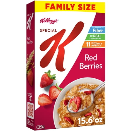 Kellogg's Special K Red Berries Breakfast Cereal, Good Source of Fiber, Family Size, 15.6 oz
