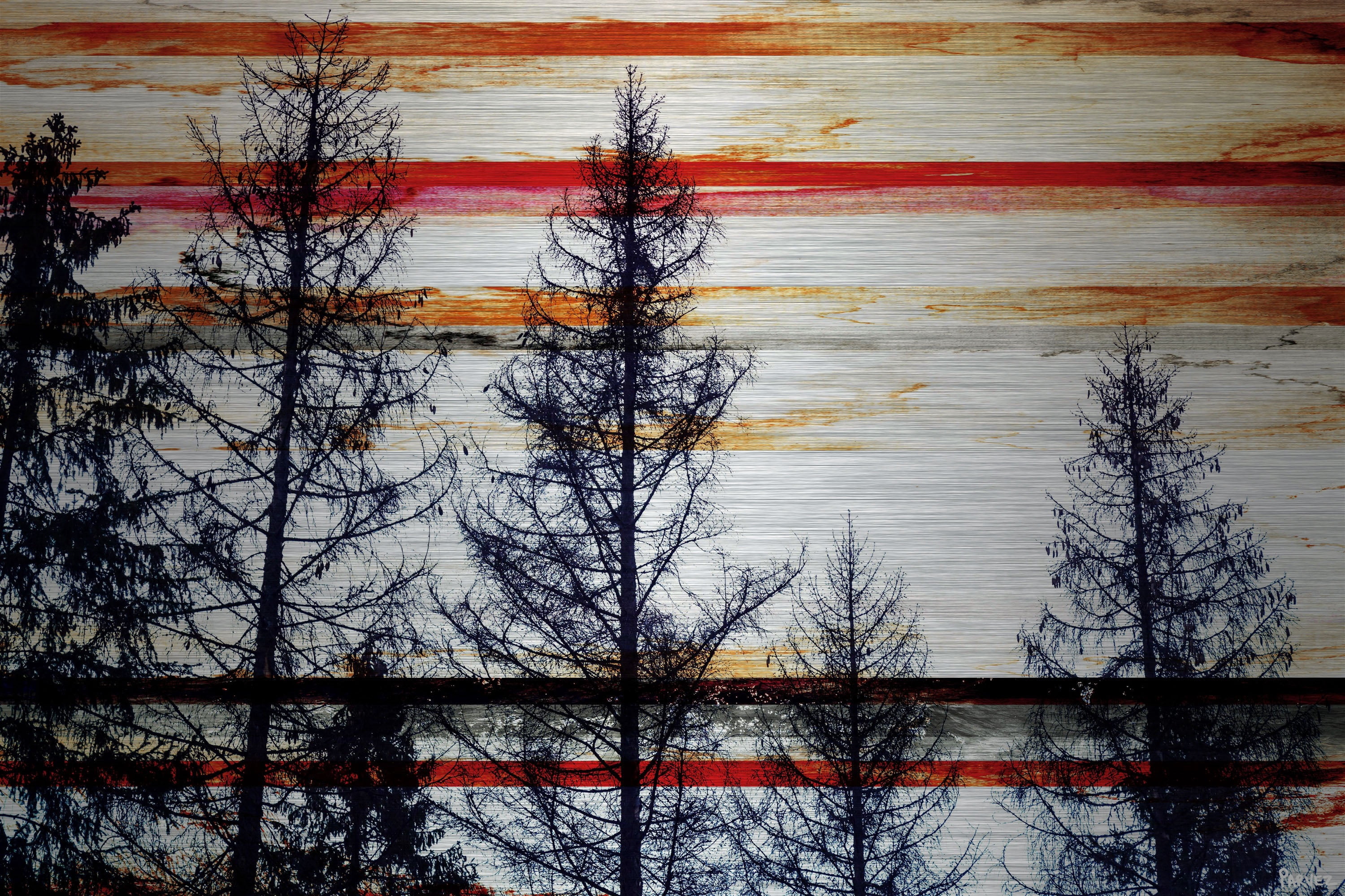 "Red Striped Sky" Painting Print on Brushed Aluminum