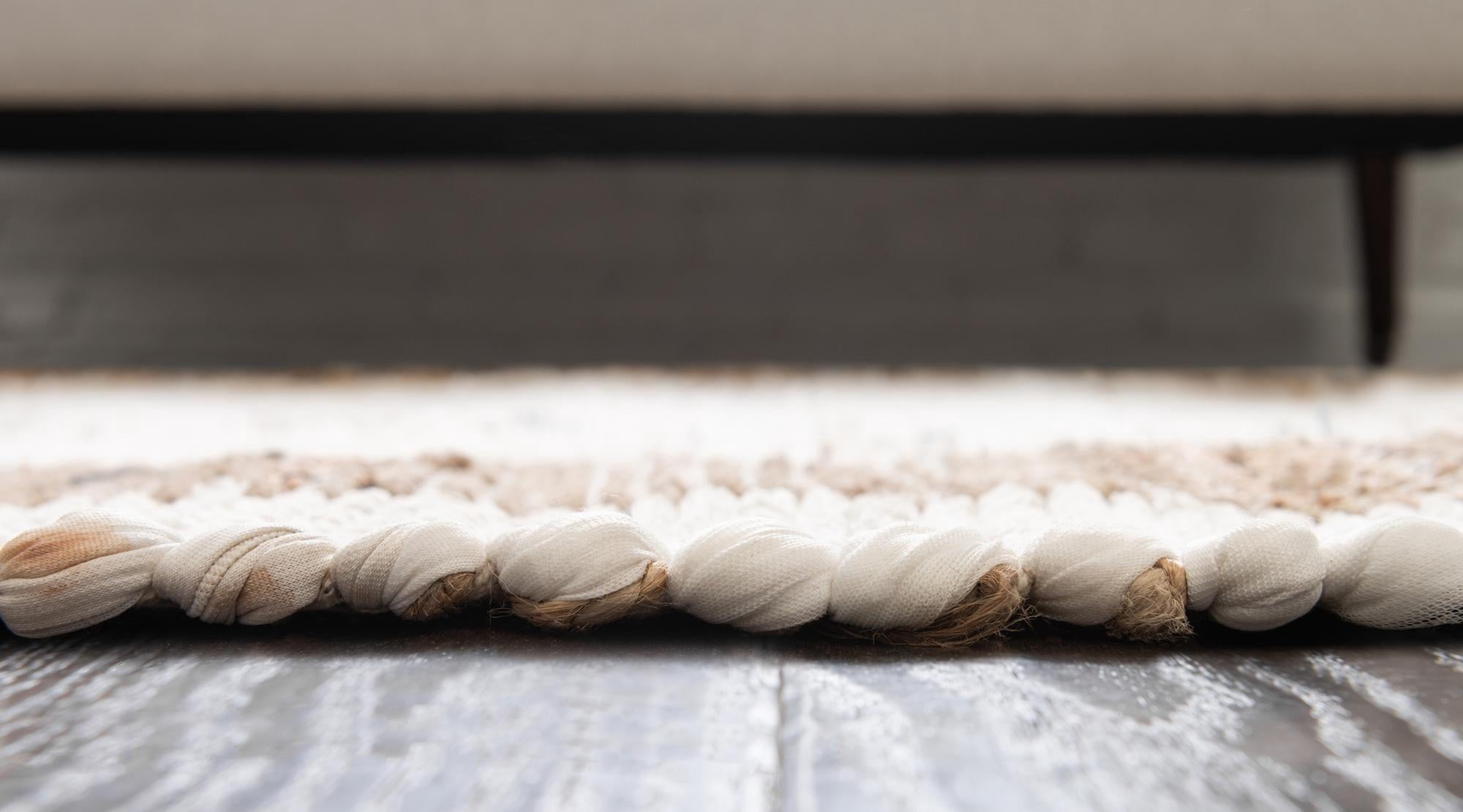 Unique Loom Chindi Jute Collection Area Rug (5' 1" x 8' Rectangle White and Natural/Natural)