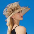 thumbnail image 5 of Women's Organza Church Hat Wide Brim Fascinator Sun Hat for Adults Tea Party Wedding Bridal Floral Headwear Elegant Summer Dress Cap Sunshade Fashion Accessory, 5 of 6