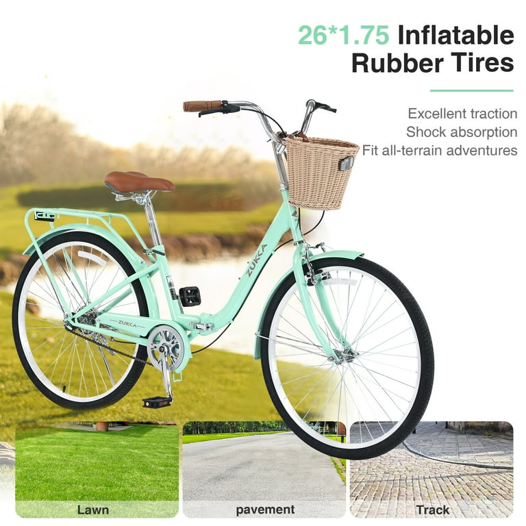 Zukka Cruiser Bike 26 inch Folding City Bicycle for Women Single