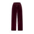 thumbnail image 4 of FAIWAD Capri Pants for Women Drawstring Elastic Waist Velour Sweatpants Casual Loose Dressy Velvet Trousers, 4 of 7