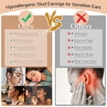 thumbnail image 6 of 5 Pairs Titanium Earrings for Women Men G23 Pure Titanium Earrings for Sensitive Ears Cubic Zirconia Surgical Stainless Steel Flat Back Stud Earrings Hypoallergenic Piercing Sleeper Cartilage Studs, 6 of 6