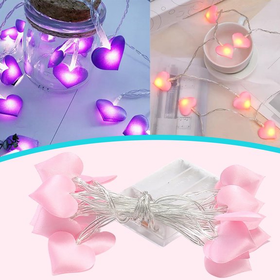 Viflosae Valentines Gifts for Women LED Light Fabric Peach Heart String Light Girl Heart Room Decoration Light Valentines Day Gifts for Her/Him Birthday Gifts