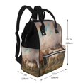 thumbnail image 2 of Lafuoo Three Horses Oil Painting Pattern Multifunctional Mommy Backpack, Large Capacity Multi-pocket Waterproof Backpack, Suitable for Women to Travel, Shopping-One Size, 2 of 6