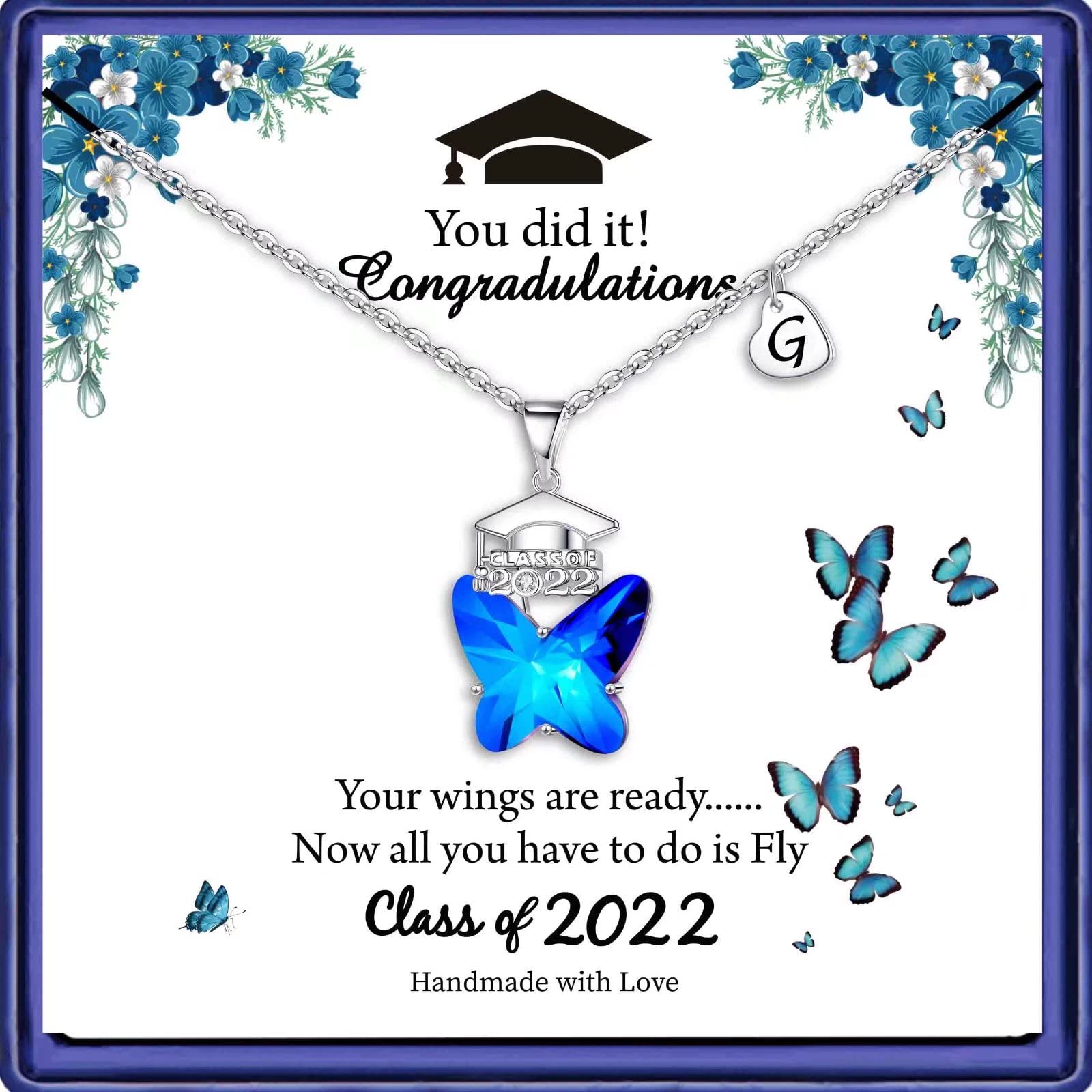 TINGN Inspirational Graduation Gifts for Her 2022 Graduation Grad Cap Butterfly Necklace Class