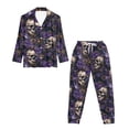 thumbnail image 4 of DISNIMO Womens Pajamas Sets Button Down 2 Piece Pjs Set Skull Flower Printed Soft V Neck Sleepwear with Long Pants Long Sleeve Loungewear Nightwear, 4 of 7