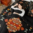 thumbnail image 4 of Feelyou Retro Western Aztec Twin Bedding Sets 7pcs, Black Orange Triangle Comforter Set, 4 of 8