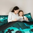 thumbnail image 6 of Feelyou Cartoon Gamepad Child Bedding Comforter Set, Turquoise Stereoscopic Square Twin Comforter Sets, Video Game Controller Reversible Bedding Set, Super Cozy Room Decor, 2pcs, 6 of 9