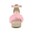 thumbnail image 6 of BLISSFUL STEP Women's Sandals Wedge Heels Espadrille Platform Faux Fur Ankle Strap Sandals Pink 10, 6 of 6