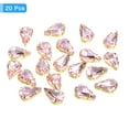 thumbnail image 3 of Unique Bargains 20Pack Teardrop Sew on Rhinestone - 13x8mm Glass Teardrop Crystal Rhinestones in Gold Prong Setting (Pink), 3 of 7