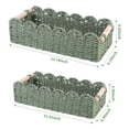 thumbnail image 2 of Yucurem 2-Pack Scalloped Edge Decorative Baskets for Home, Wicker Storage Basket with 2 Wooden Handle, Aesthetic Storage Organizer Basket for Bathroom Decor (Green), 2 of 8