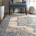 thumbnail image 5 of nuLOOM Harriet Vintage Medallion Fringe Area Rug, 5', Light Blue, 5 of 5
