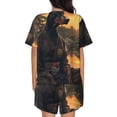 thumbnail image 6 of Uemuo Sunset Meditating Doberman Pattern Women's Short-Sleeved Pajama, Button-Front Loungewear, 2-Piece Summer Sleepwear, Elastic Drawstring Shorts-Medium, 6 of 7
